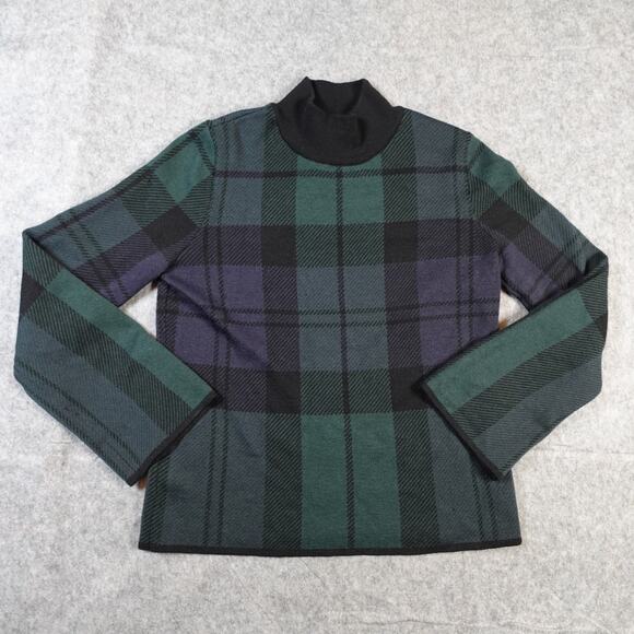 Ann Taylor Sweaters - Ann Taylor Sweater Womens Large Tartan Plaid Knit Festive Holiday Soft Mock Neck